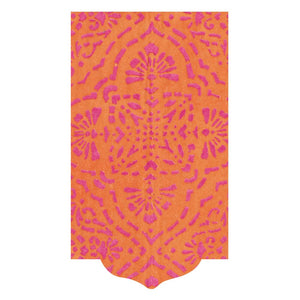Caspari Paper Linen Guest Towel Annika Die Cut Orange/Pink