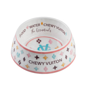 White Chewy Vuiton Bowl Medium