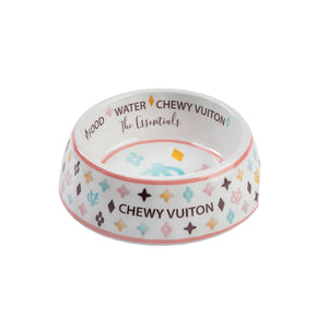 White Chewy Vuiton Bowl Small