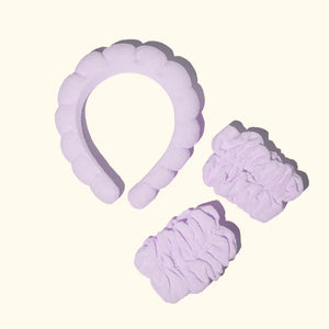 Musee Bath Terry Cloth Headband + Wristbands Lavender