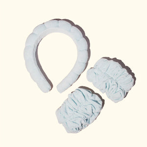 Musee Bath Terry Cloth Headband + Wristbands in Blue