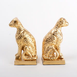 Sitting Leopard Gold Book Ends