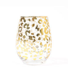 Load image into Gallery viewer, Stemless Gold Leopard Wine Glass
