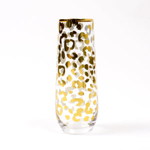 Stemless Gold Leopard Champagne Glass