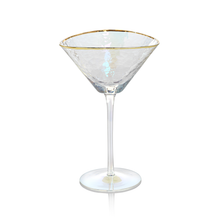 Load image into Gallery viewer, Gold Rimmed Triangular Martini Glass
