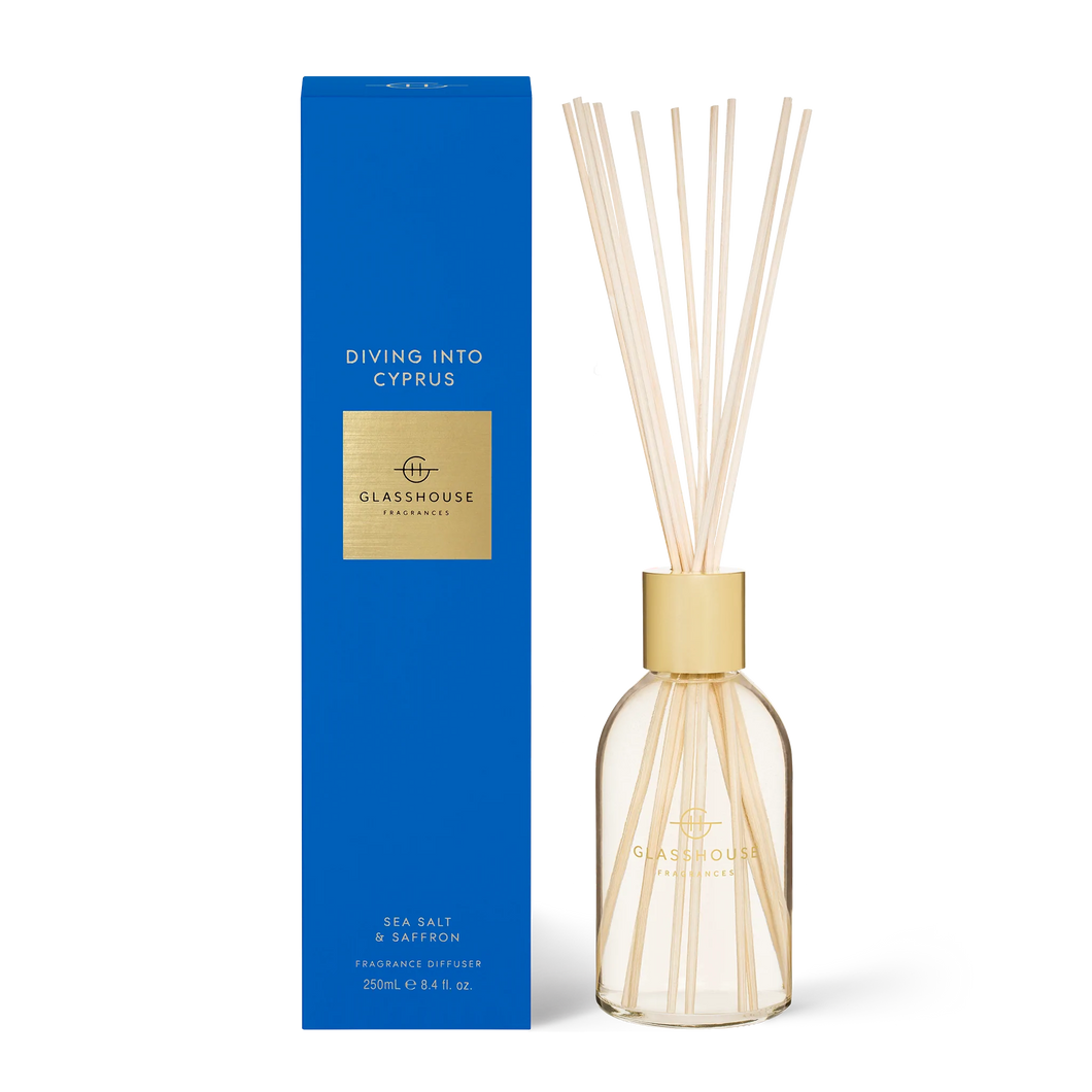 Glasshouse Fragrances Reed Diffuser in Diving into Cyprus