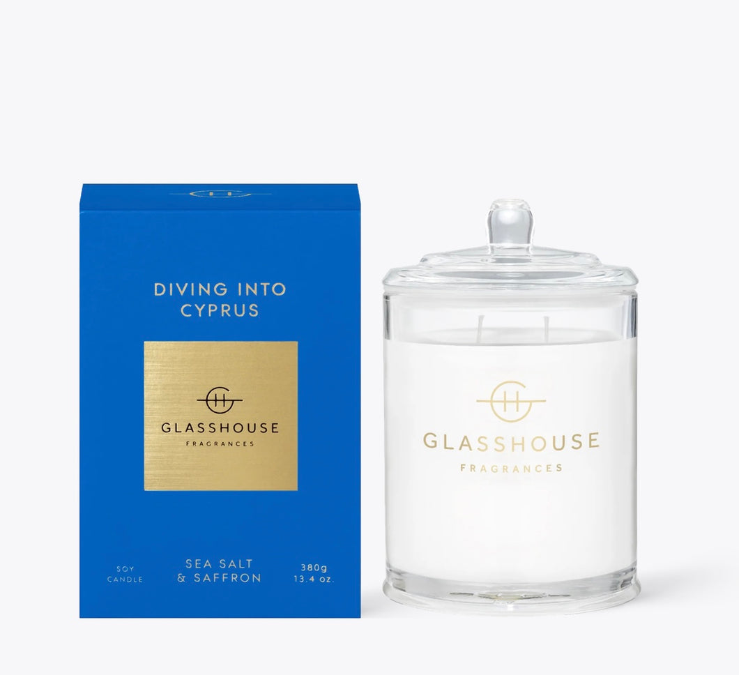 Glasshouse Fragrances Double Wick Candle Diving into Cyprus